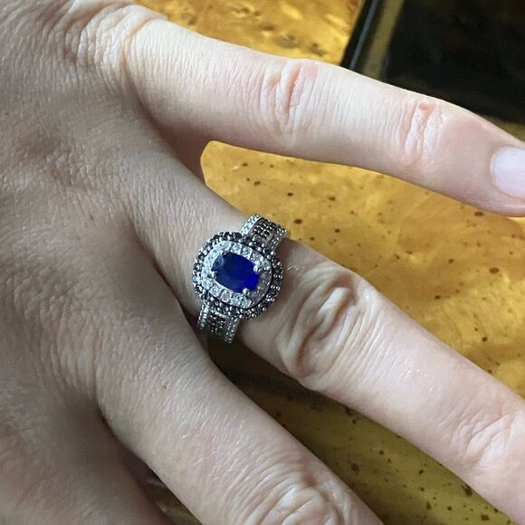 Blue Spinel Sterling Silver Ring Size 6 - Picture 4 of 9